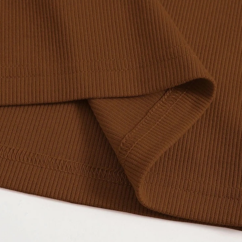 Teen Solid Coffee Brown Rib fitted Tank Top