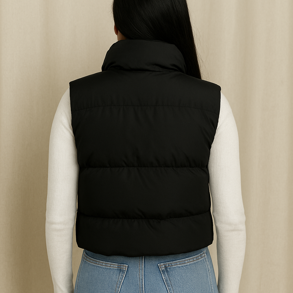 CROPPED ZIP UP PUFFER GILET JACKET